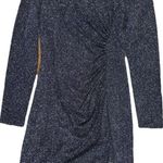 Vince Camuto NWT Women’s 6 Asymmetric V Neck Rushed Short Dress Navy Sparkle Photo 0