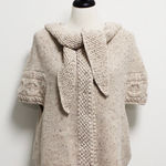 Far Away From Close Oatmeal Beige Knit Hooded Short Sleeve Snap Button Cardigan Photo 0