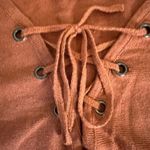 Pink Owl  burnt orange split hem tunic sweater size small Photo 3