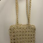 TJ Maxx Tan straw bag with pearls Photo 0