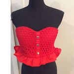 The Sang New NWT Red Cropped Top Sweetheart neckline Strapless Large L Photo 0