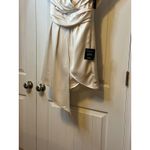 Lulus Always Celebrating Off Shoulder Satin Midi Dress Cocktail Evening NWT Med White Photo 9