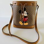 Gucci x DISNEY Mickey Mouse Print Canvas Leather Bucket Shoulder Bag Photo 0