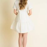 THML Womens Collared Short Sleeve Cream Dress Medium Photo 1