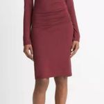 Vince  minimalist bodycon fitted dress, long slv maroon burgundy, stretchy, L Photo 0