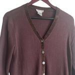 Talbots Vintage Women Cardigan XL Brown Ribbed Button Up Minimalistic Retro 80s Photo 8