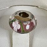 Gnoce 925 Sterling Silver Pink Floral Glass Bead For Charm Bracelet Gift New Photo 0
