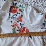 FOR THE REPUBLIC  100% Cotton White Shirt with Floral Embroidery Size L Photo 3