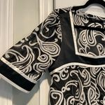 Violet+Claire NWT  Size M Black White Paisley Satin Tie Back Pullover Blouse Photo 1