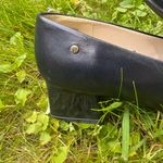 Etienne Aigner Womens Black Leather Cap Toe Block Heel Pumps Shoes Photo 5