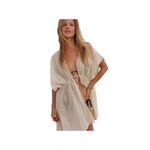 Aerie Seersucker Gauze Tie Cape Natural Kimono Topper Coverup XS Small NEW Photo 8