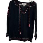 Jones Wear  wool blend winter snowflake sweater M black tie neck casual outdoor Photo 0