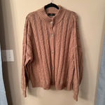 ABLE Ruth Cable Knit Cropped Cardigan Fisherman Tan Brown Plus Size‎ 2X Photo 2