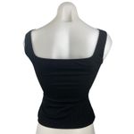 Reformation  Maria Black Sleeveless Notch V Neck Ribbed Knit Crop Tank Top Size S Photo 2