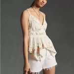 Anthropologie By  embroidered tank top blouse floral asymmetrical vneck boho Photo 6