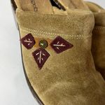 Softspots Womens Lara Clog Mule Suede Leather Flower Cushioned Footbed Wood 7.5 Red Photo 2