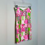Lilly Pulitzer Strapless Patchwork Squares Pink Green Cotton Poplin Dress Size 2 Photo 4