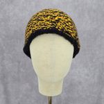 Yellow Black Crochet Knit Bucket Cap Hat Fun Vintage Y2K Funky Beanie Photo 1