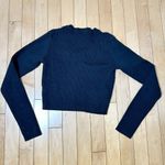 Brandy Melville Black Cotton Knit Ribbed Cropped V Neck Sweater - OS Photo 6