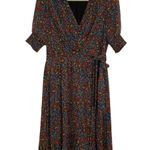Tommy Hilfiger Black Floral Faux Wrap Midi Dress Sz 4 Photo 0