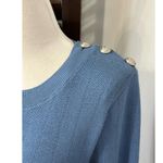 L'Agence  Womens Sweater Dress Blue Stretch Jewel Neck Long Sleeve Ribbed S New Photo 3