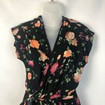 Red Dress Boutique Boutique Ninexis Black Floral Surplice Wrap Short Sleeve Romper S Photo 6