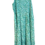 NWT April Cornell Aqua Meadow Dress Smocked Ruffle Sleeve Midi Maxi Boho Small Green Photo 0