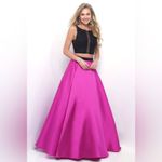 PINK by Alexia Designs 5611 black beaded hot pink satin two piece dress NEW 0 Photo 1