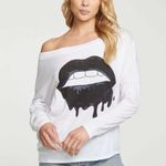 Chaser NWT Revolve x Drippy Black Lips White Long Sleeve Tee Photo 2