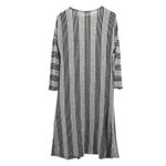 Natural Life  Women's Medium Striped Long Sleeve Duster Cardigan‎ Slit Hem Gray Photo 2