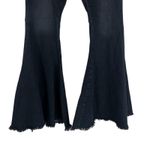 BANJUL Flare Jeans Womens S Black Raw Hem Stretch High Rise 70s Retro Hippie Photo 3