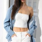 Walter Baker Tanvi Top, Chicago Pin Stripe Color White Black Stripes Back zipper Photo 1