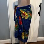 Rima Sarong one size beach wear wrap vacation tropical swim coverup bright scarf Blue Photo 6