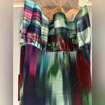 Badgley Mischka  Belle high neck colorful knee length ruffled bow dress Photo 5