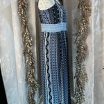 No Boundaries  Boho Maxi Jumpsuit Blue  Crochet Lace Junior Medium‎ Crinkle Crepe Photo 3