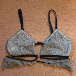 Aerie EUC Dreamscape Blue Floral Lace Unlined Triangle Bralette Size Large Photo 1