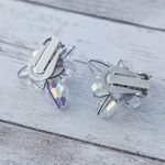 Vintage Clip On Earrings Statement Unusual Iridescent Large Photo 4
