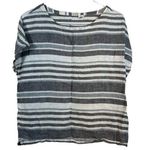 Artisan NY  Blue White Stripe 100% Linen Boxy S/S Blouse Medium EUC #0874-OAK Photo 0