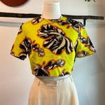 Jonathan Saunders 2014 Yellow Tulip Cropped Short Sleeve Zipper Back Top Size 6 Photo 10