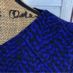 Alyx Textured Print Knit Fit & Flare Dress Blue Black XS Cap Sleeve Photo 6