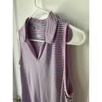 Adidas  Womens Golf Sleeveless‎ Polo Shirt Pink Stripe Size Medium Athleisure Top Photo 3