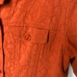 Chico's  Pumpkin Orange Jacket Blazer Textured Floral Sz 1 Medium Photo 4