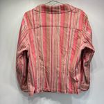 CJ Banks Vintage Jacket Coral Tan Ivory Striped Lightweight Button Front Blazer Size 1X Photo 1