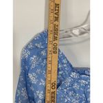 Speed Limit Womens Blouse Cropped Square Neck Drawstring Floral Blue Medium Photo 5