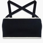Savage X Fenty Lit Leisure bralette cropped top criss cross strappy knit square Black Photo 6