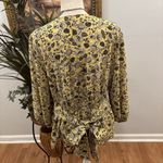 Max Studio  Women Top Size L Smocked Pleated Ties Waist Babydoll Pullover V-Neck Photo 4