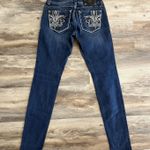 Miss Me Dark Wash Skinny Jeans – Women’s 26 – Embroidered Fleur-de-Lis Photo 3