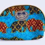 Thailand Elephant Print Pouch | Travel Coin or Makeup Bag Blue Photo 0