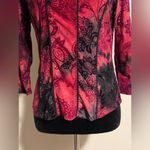 Dress Barn EUC  Red and Black Paisley Print 3/4 sleeve blouse size small Photo 3