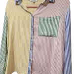 BeachLunchLounge Pastel Colorful Striped Y2K Button-Up Shirt Photo 2